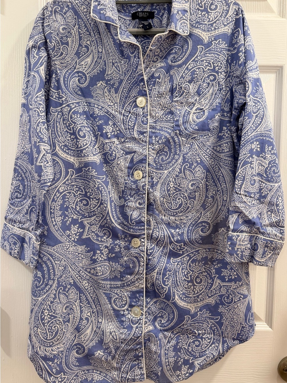 Chaps Blue and White Paisley Button-Down Shirt